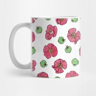 Poppies flowers and seeds pattern - White Mug